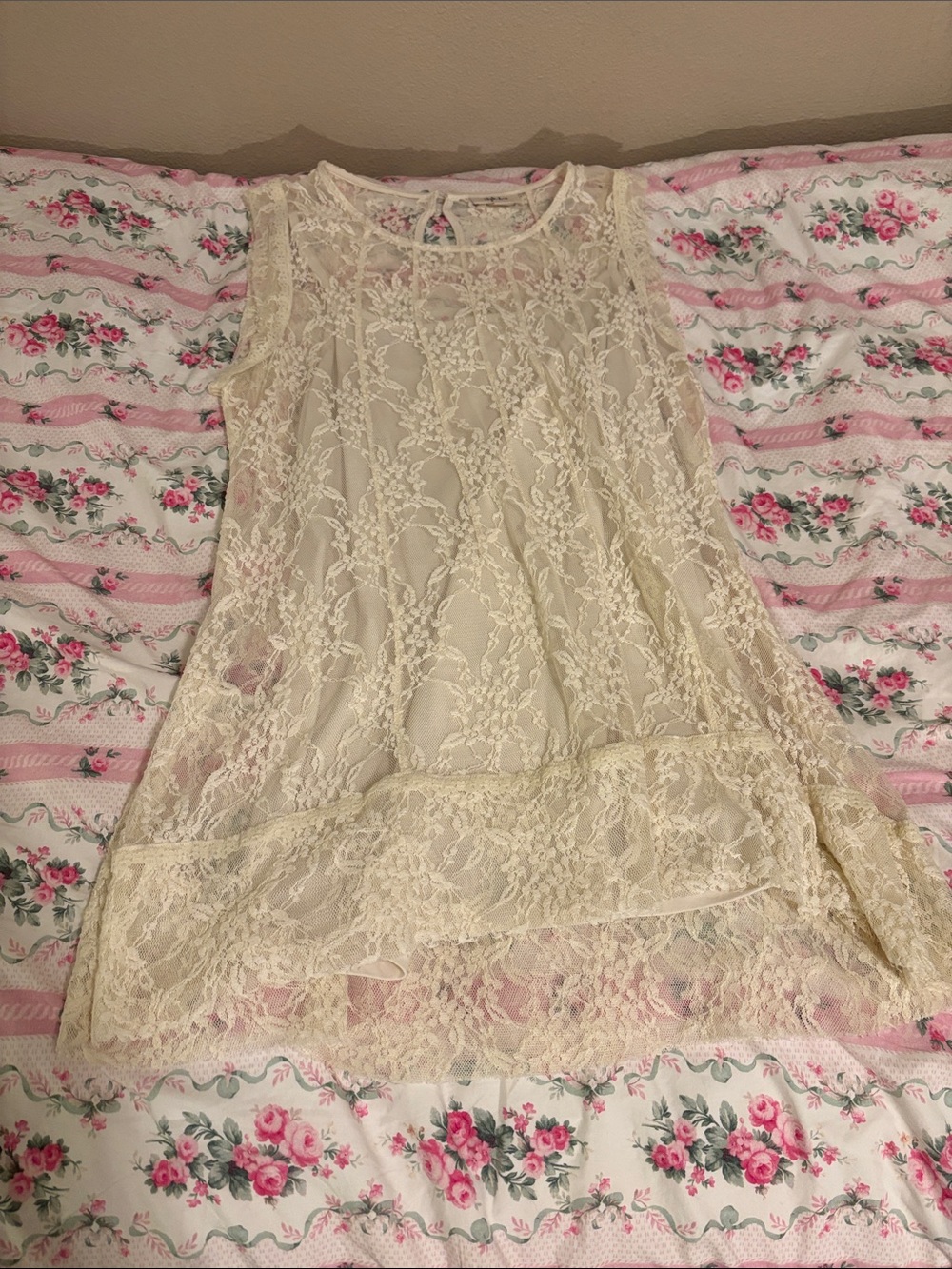 Style & Co. Cream Lace Sleeveless Top